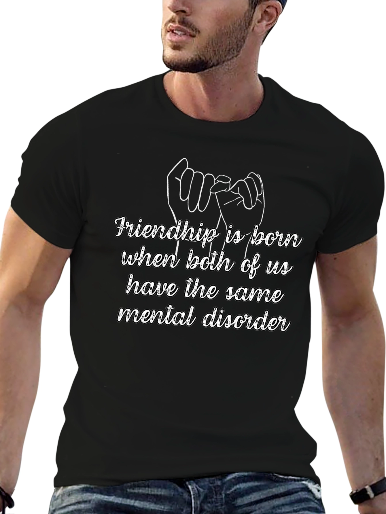 Camiseta Negra Amistad Mental Unisex