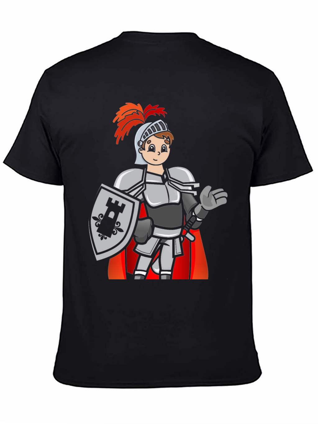 Camiseta Negra con Caballero Medieval Divertido