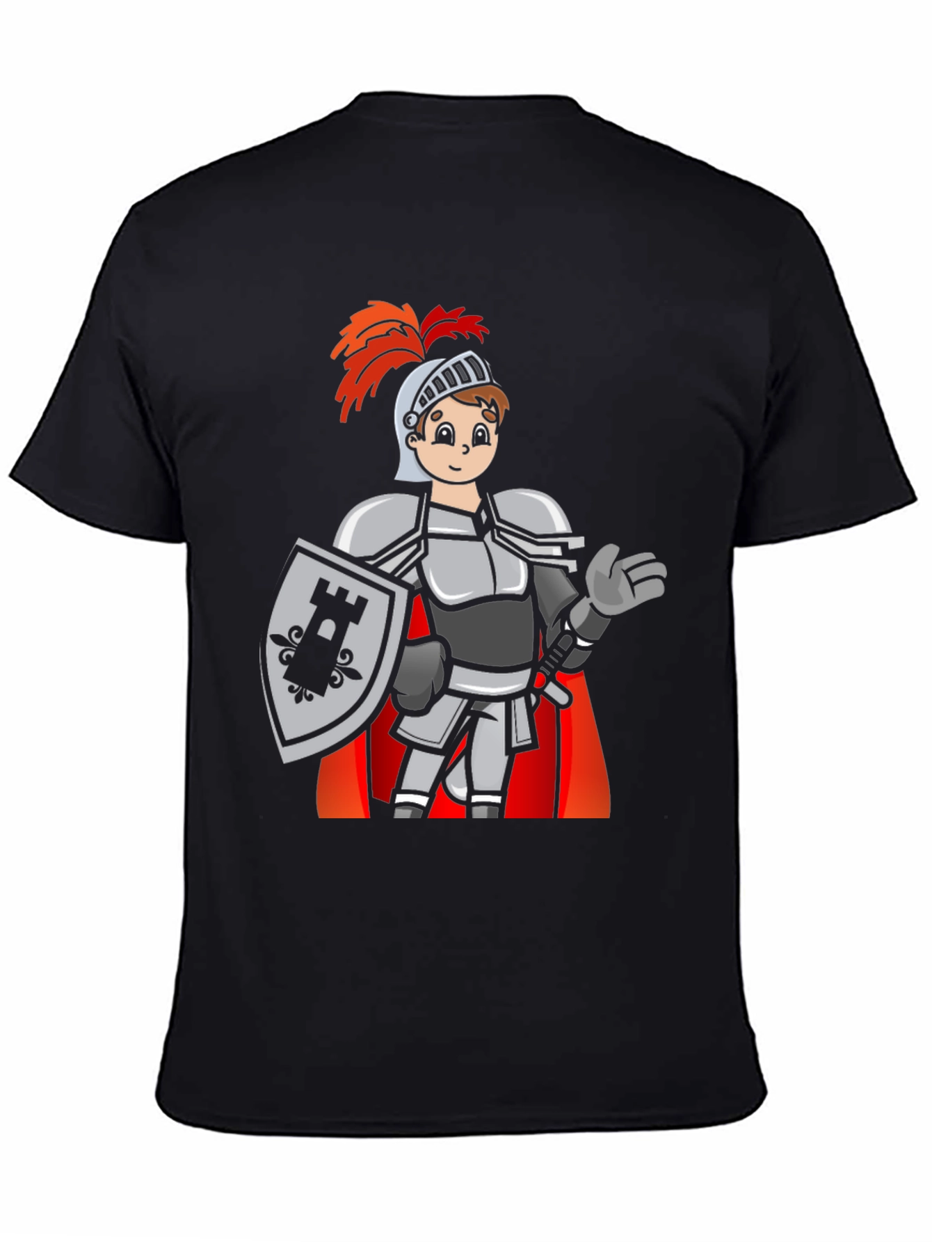 Camiseta Negra con Caballero Medieval Divertido