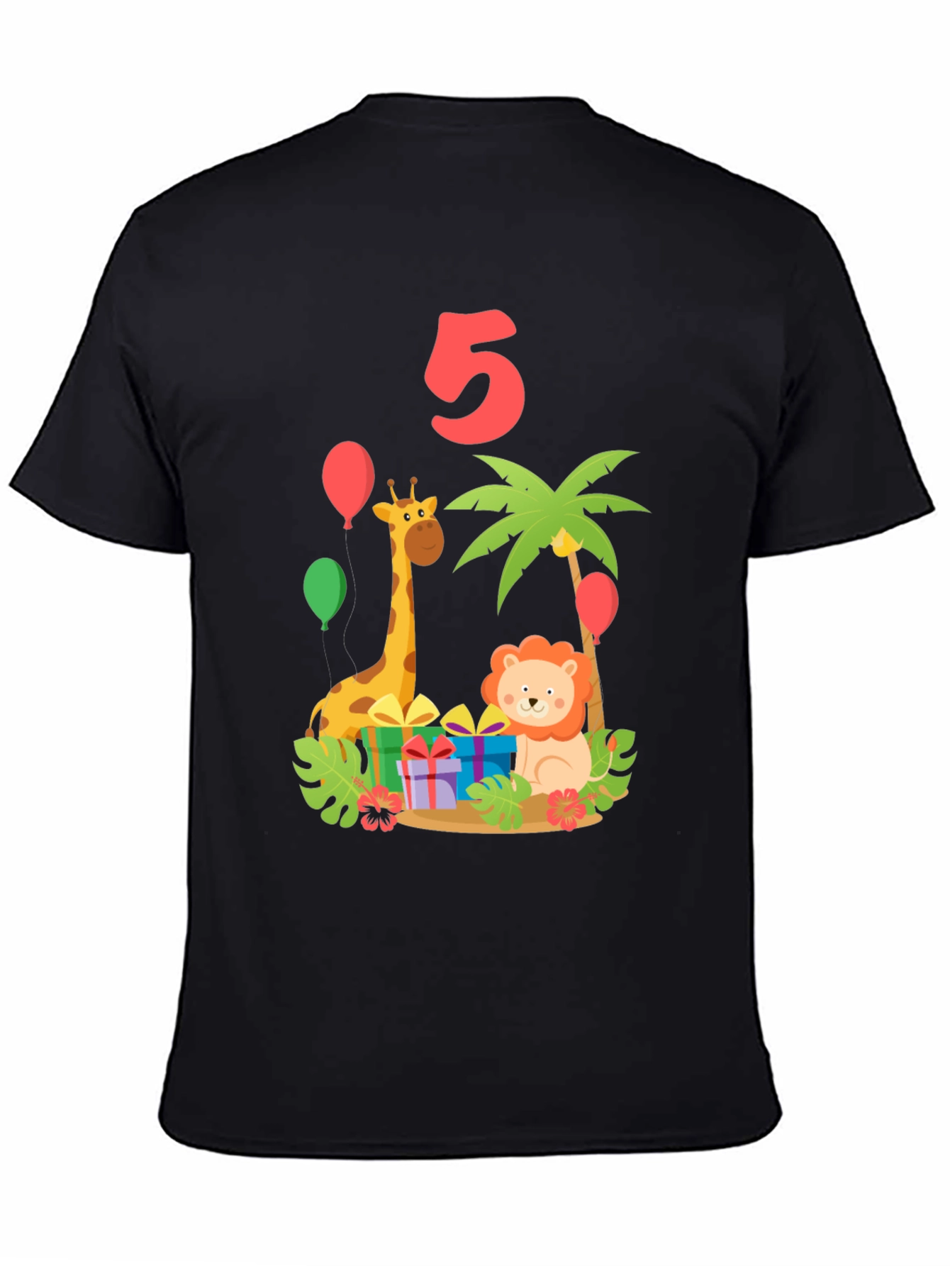 Camiseta Cumpleaños Infantil - Diseño Animales 5 Años