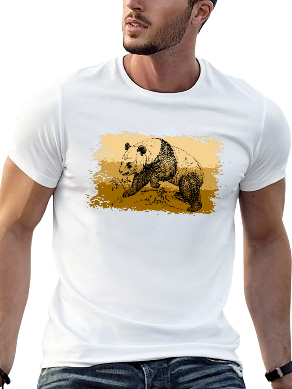 Camiseta Negra con Diseño de Panda