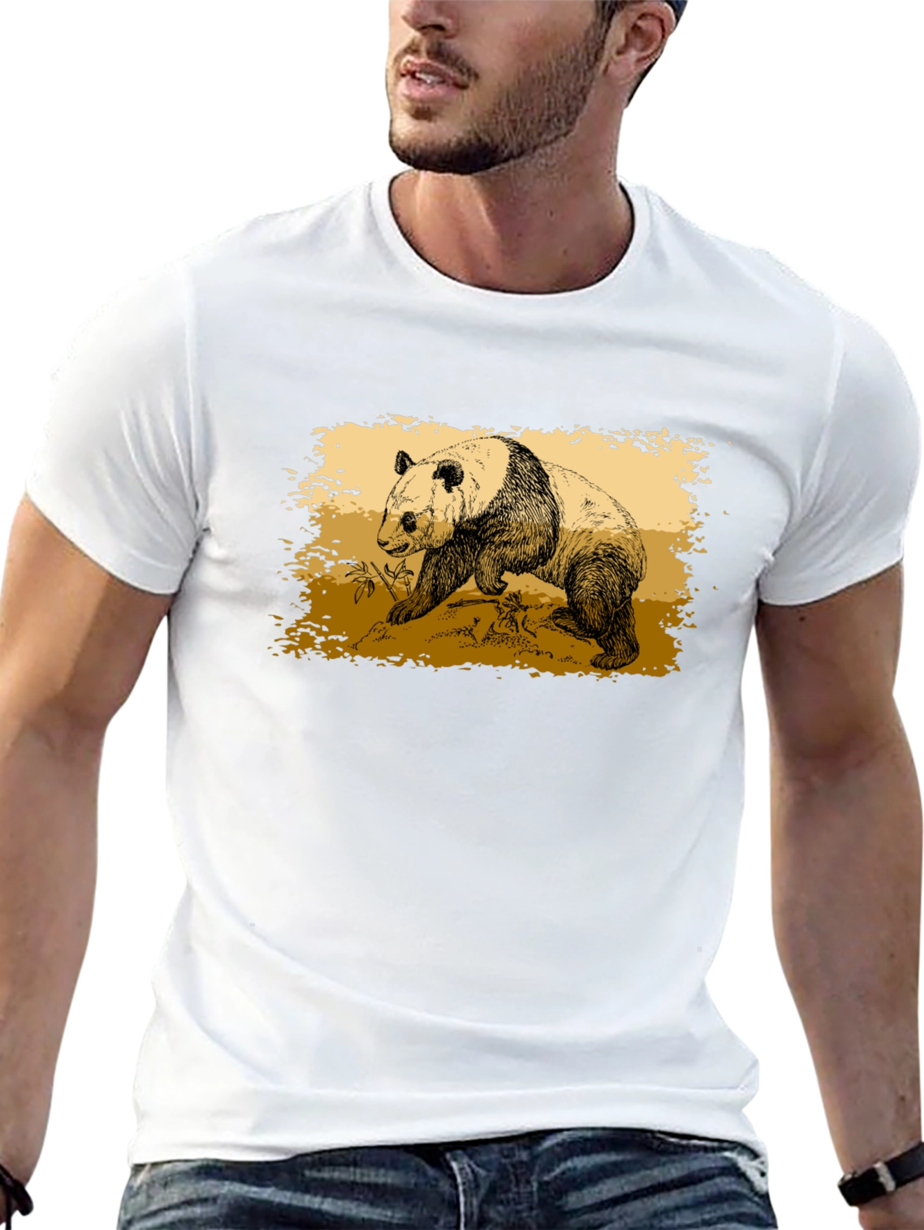 Camiseta Negra con Diseño de Panda