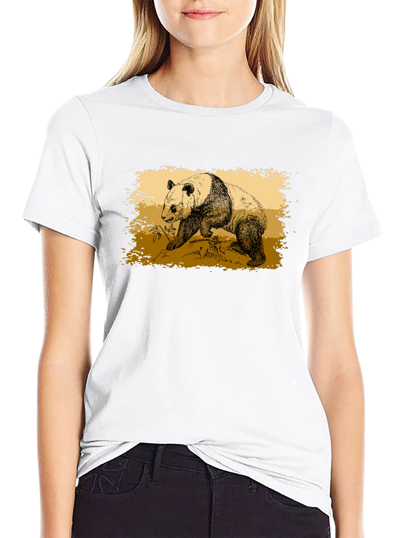 Camiseta Negra con Diseño de Panda