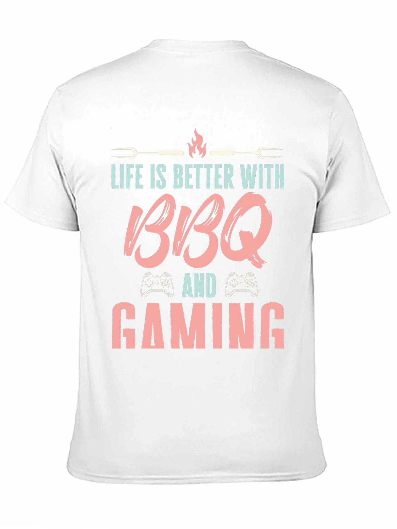 Camiseta Negra Barbacoa y Gaming - ¡La Combinación Perfecta!