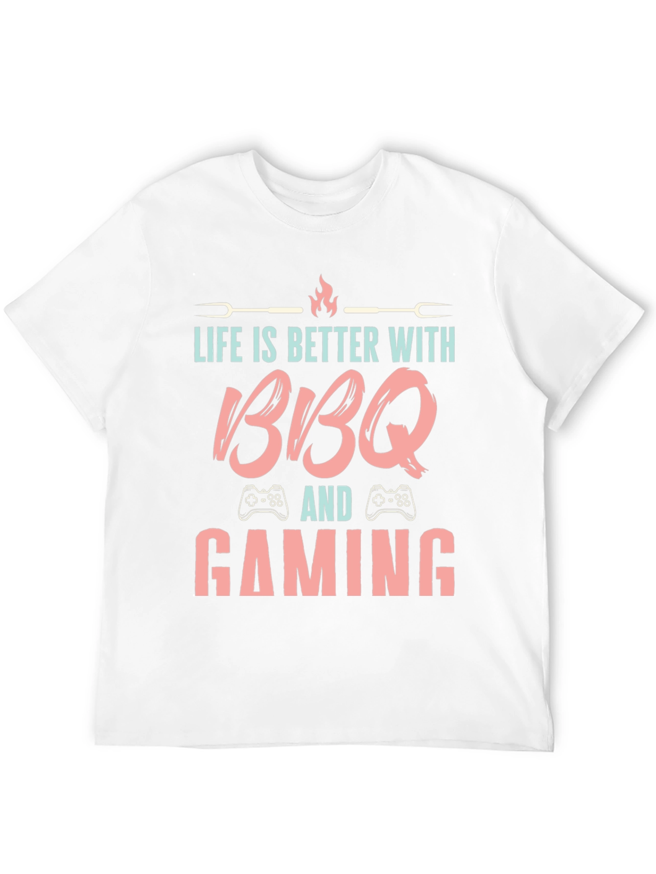 Camiseta Negra Barbacoa y Gaming - ¡La Combinación Perfecta!
