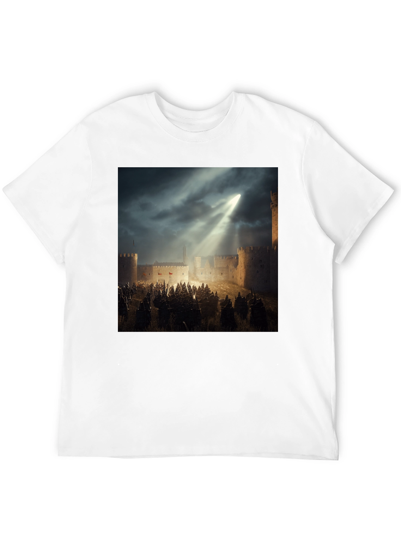 Camiseta Negra con Diseño Castillo Medieval