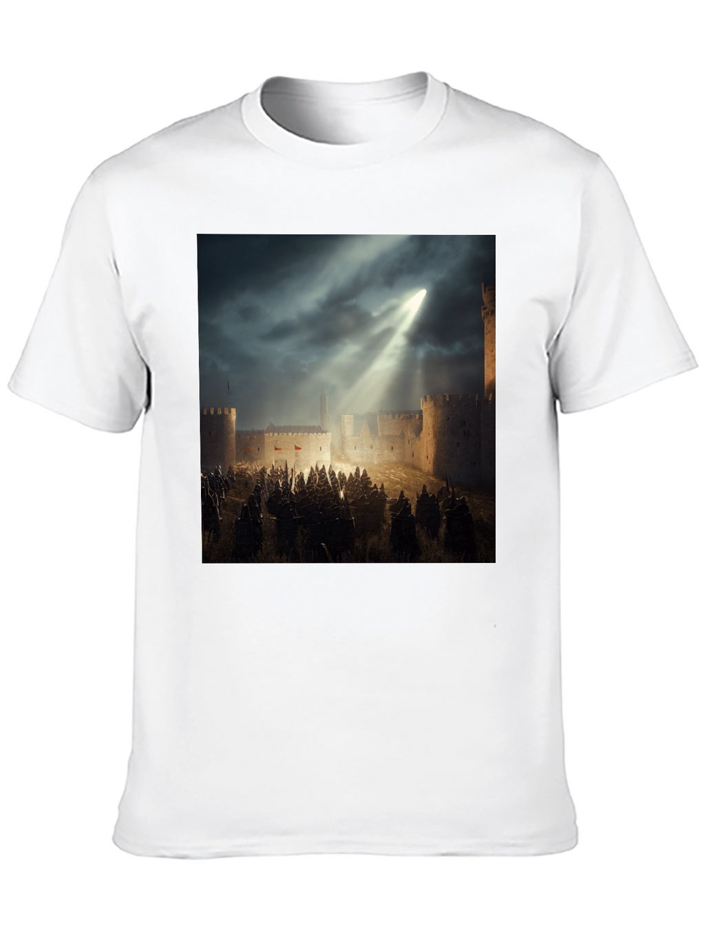 Camiseta Negra con Diseño Castillo Medieval