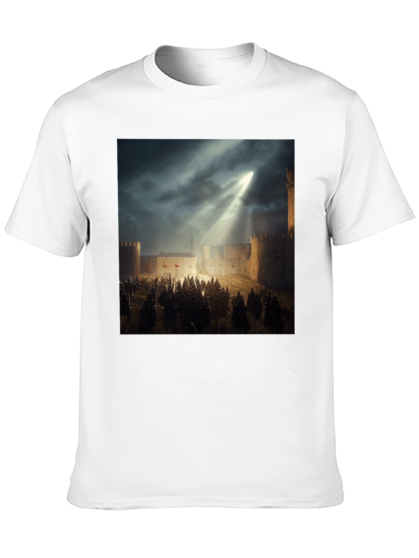 Camiseta Negra con Diseño Castillo Medieval