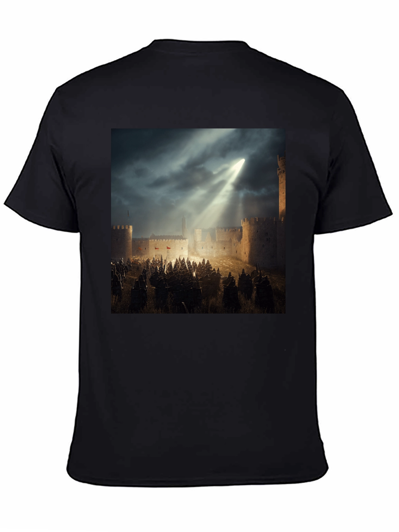 Camiseta Negra con Diseño Castillo Medieval