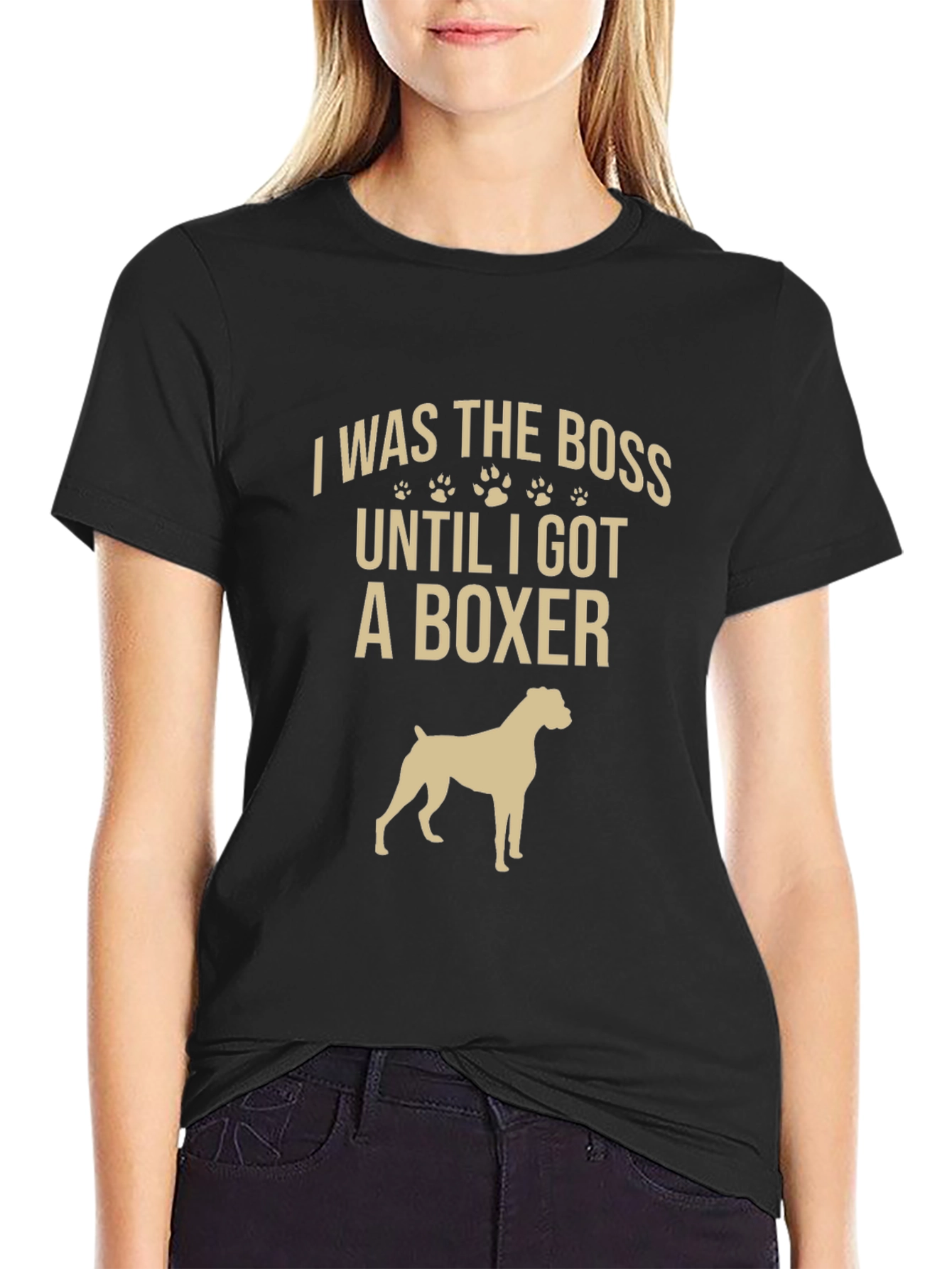 Camiseta Negra con Diseño de Boxer para Amantes de Mascotas