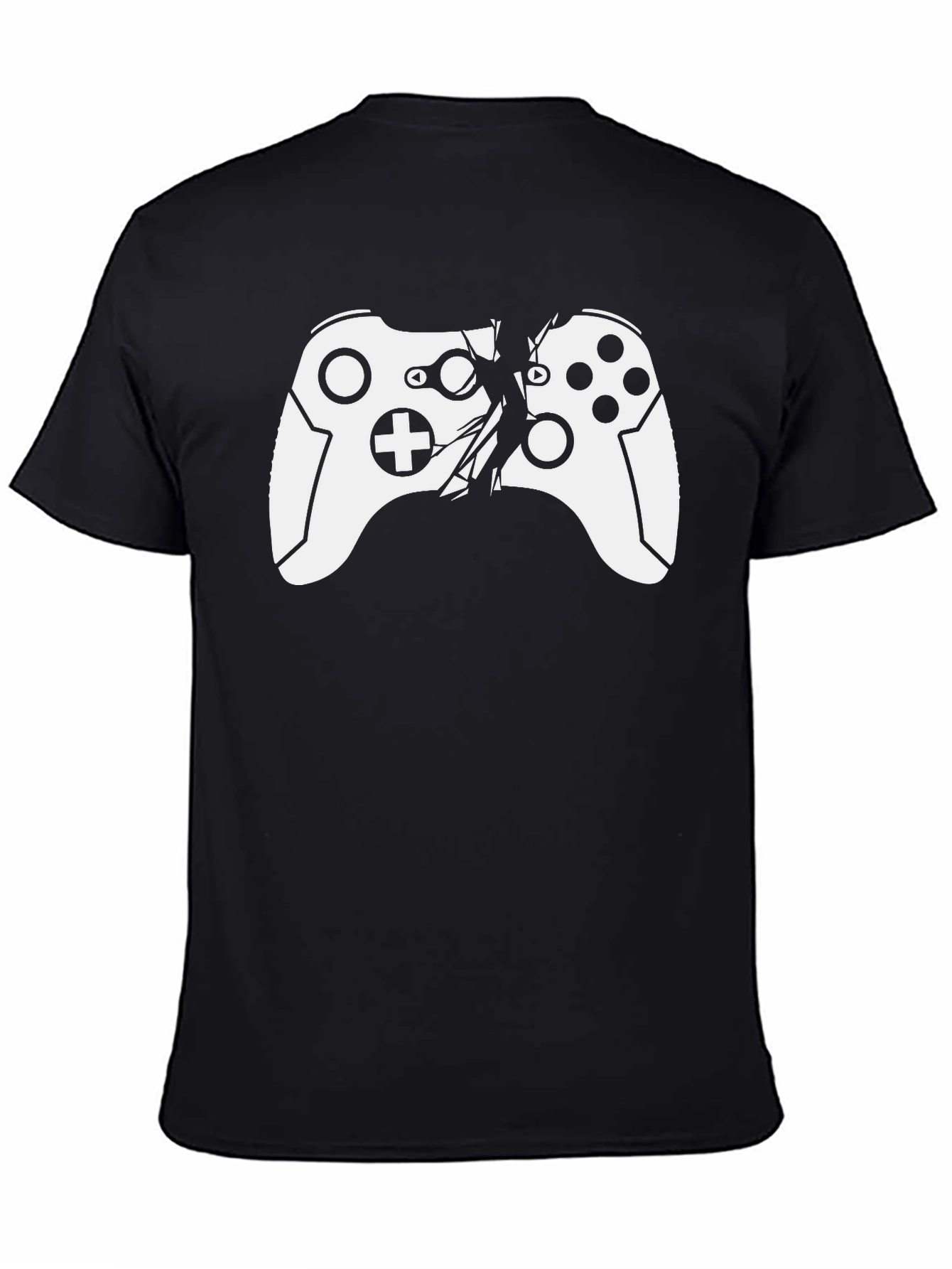 Camiseta Negra con Diseño de Mando Roto