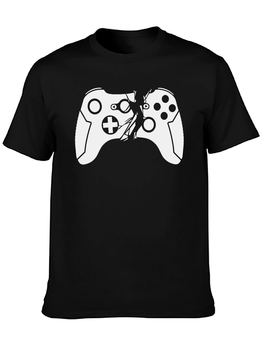 Camiseta Negra con Diseño de Mando Roto