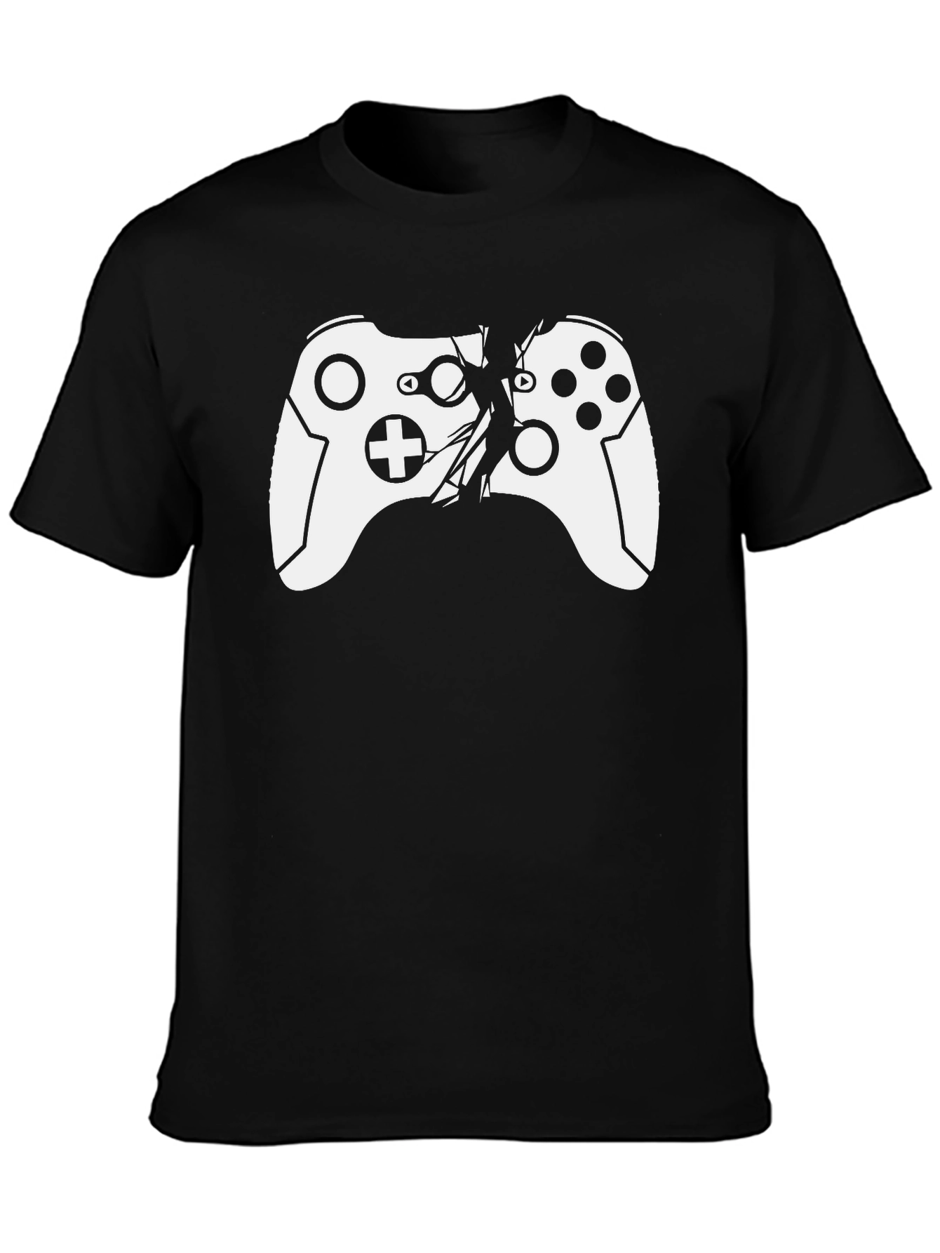 Camiseta Negra con Diseño de Mando Roto