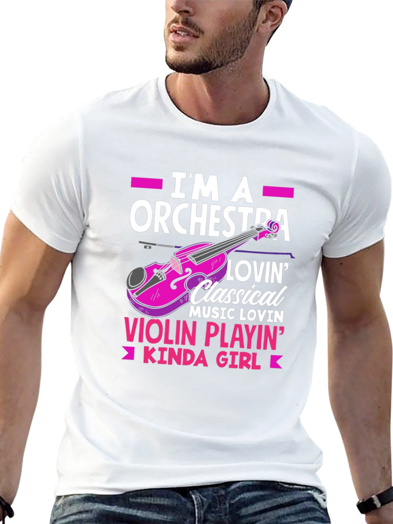 Camiseta Negra con Diseño de Orquesta y Violín para Mujer