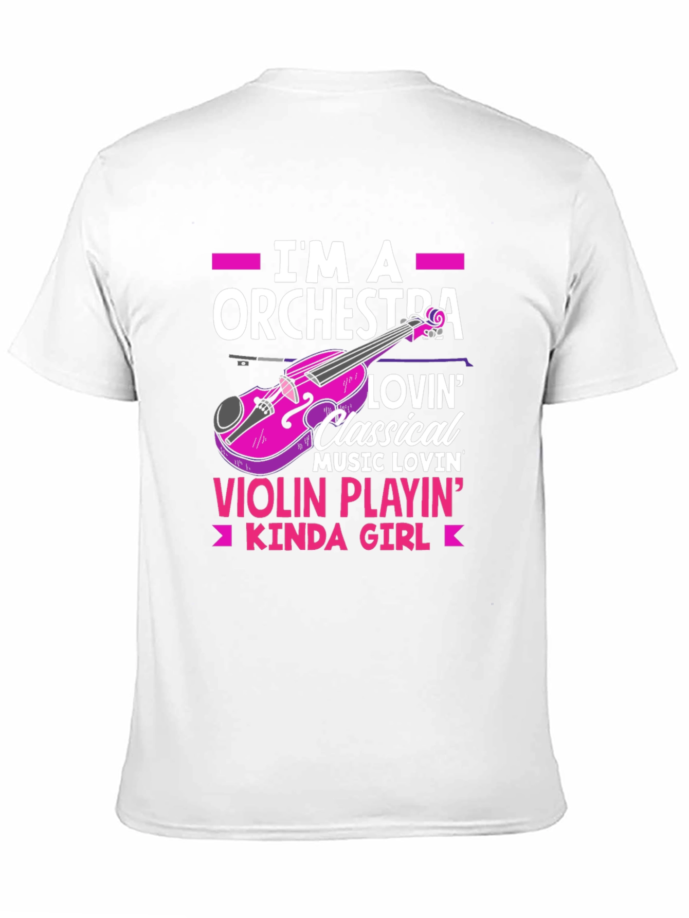 Camiseta Negra con Diseño de Orquesta y Violín para Mujer