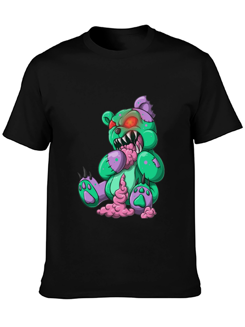 Camiseta Negra con Diseño de Oso Zombie