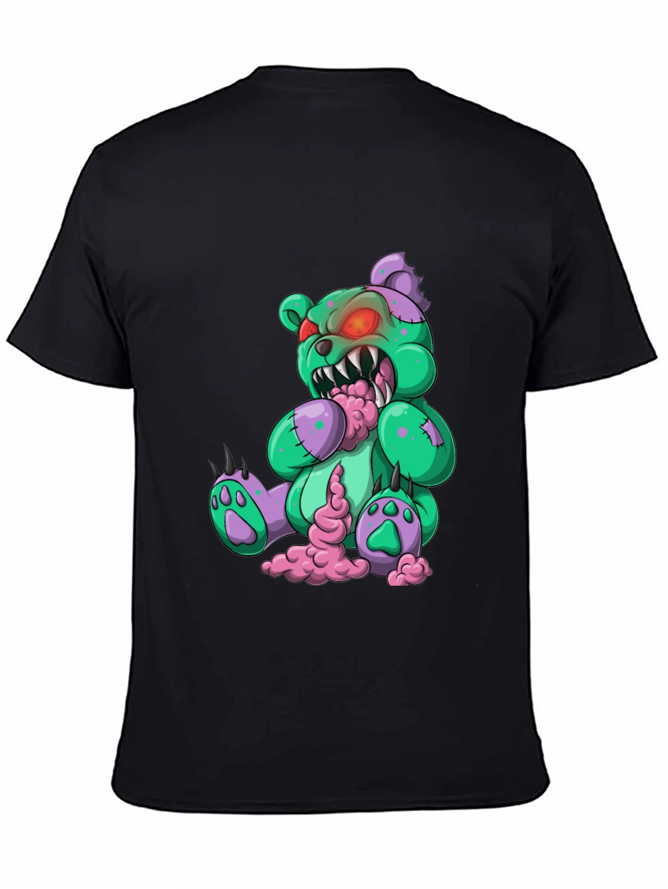 Camiseta Negra con Diseño de Oso Zombie