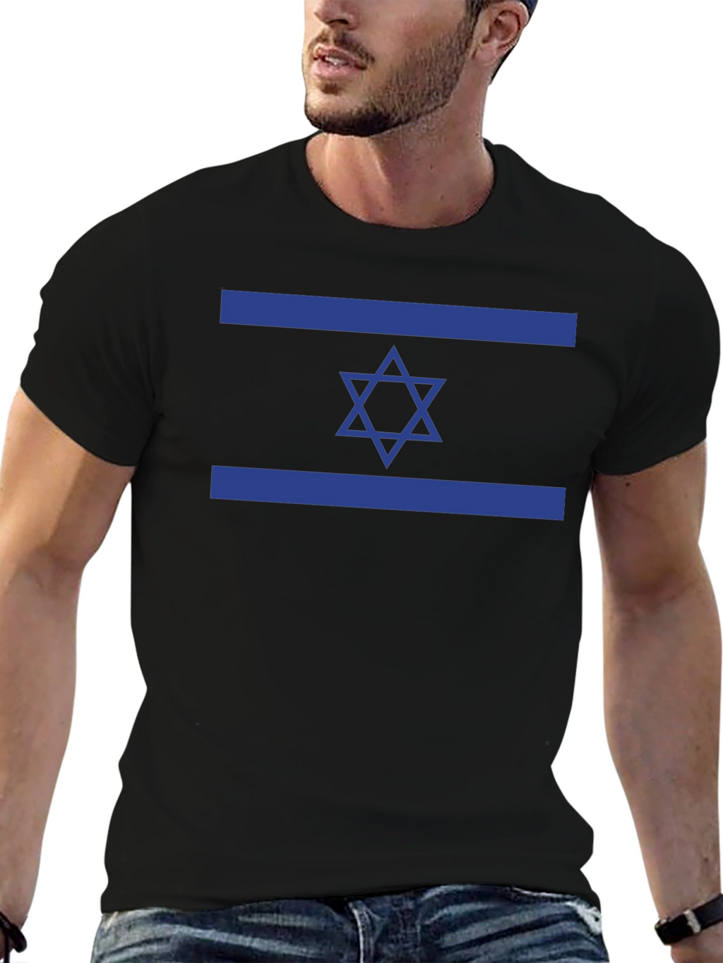 Camiseta Negra con Bandera de Israel