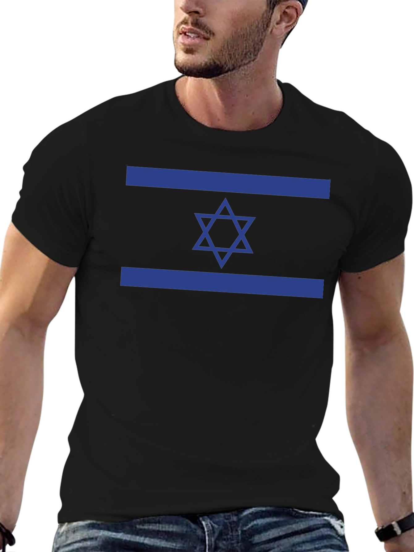 Camiseta Negra con Bandera de Israel