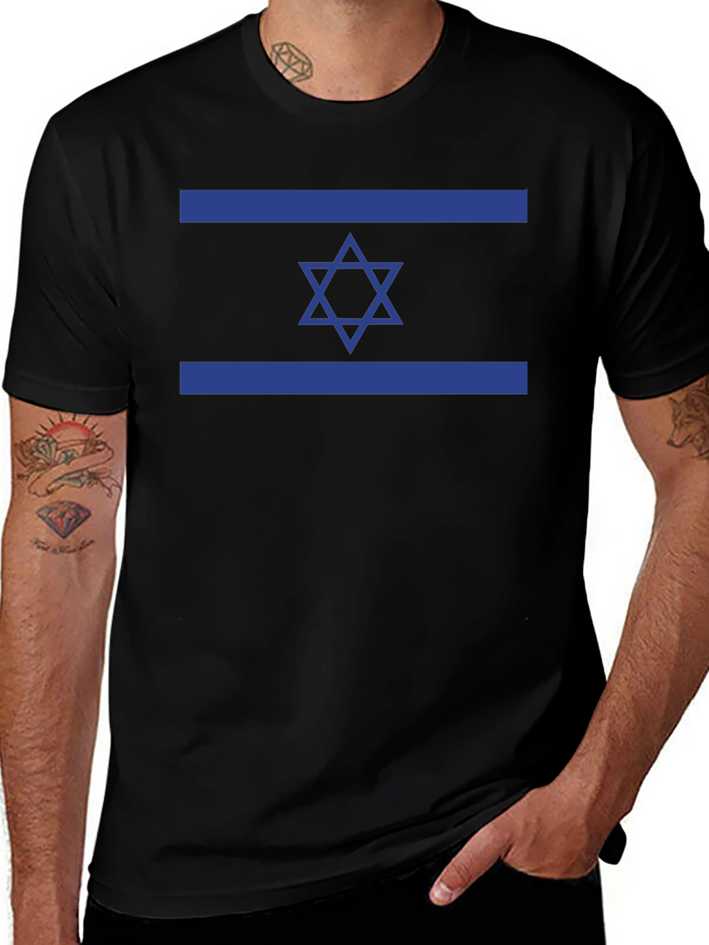Camiseta Negra con Bandera de Israel