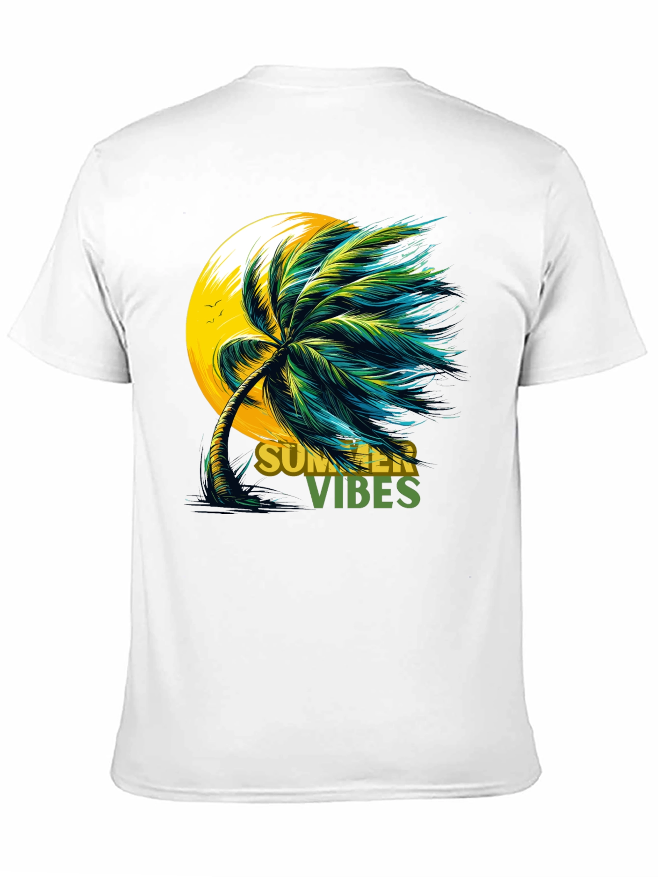 Camiseta Negra con Diseño de Palmera Summer Vibes