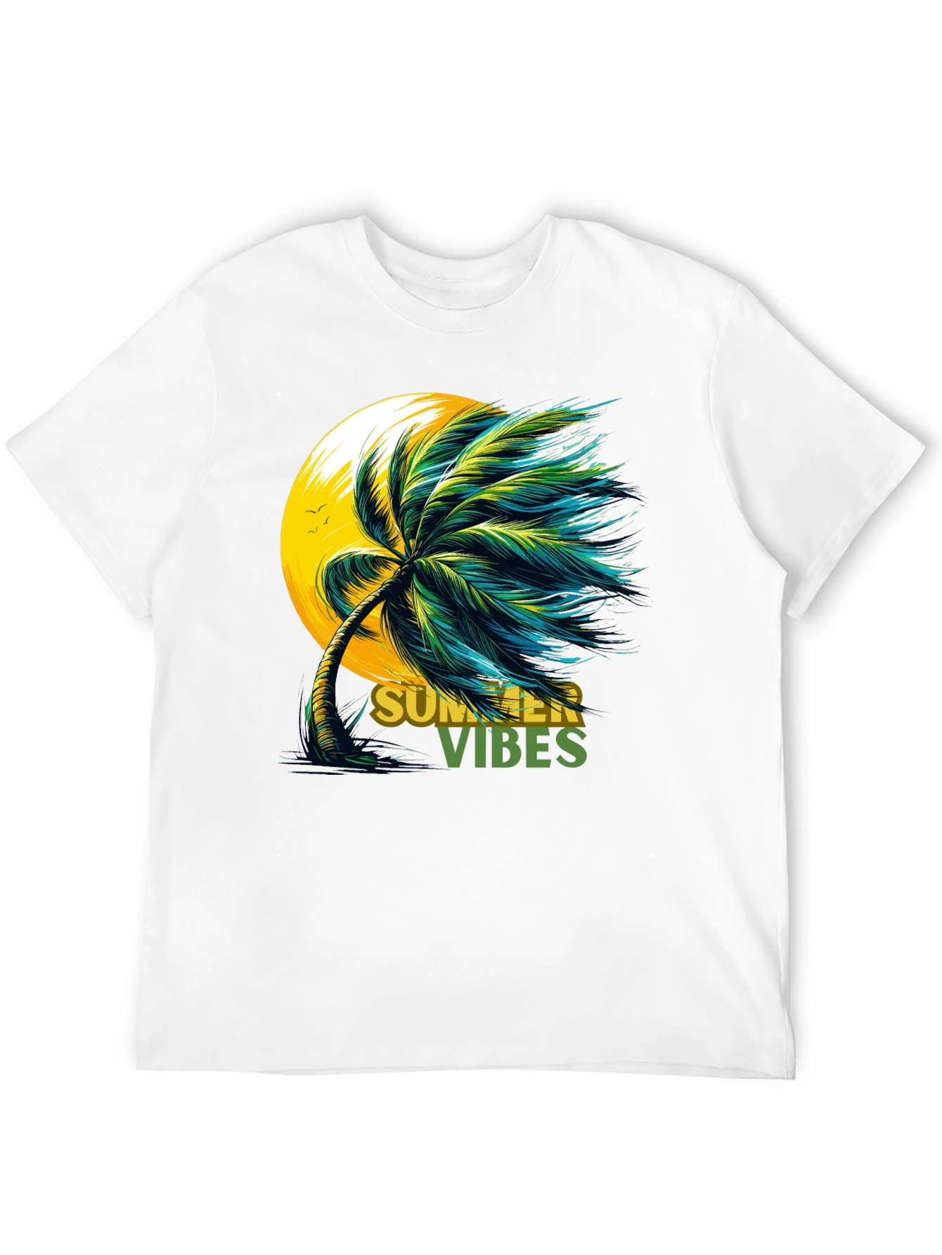 Camiseta Negra con Diseño de Palmera Summer Vibes