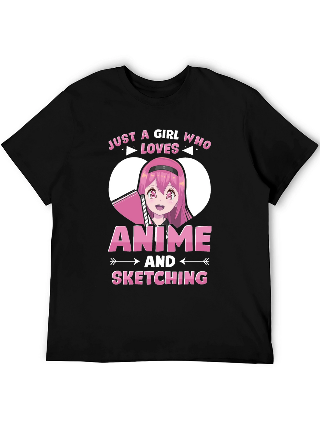Camiseta Negra Anime y Dibujo para Chicas