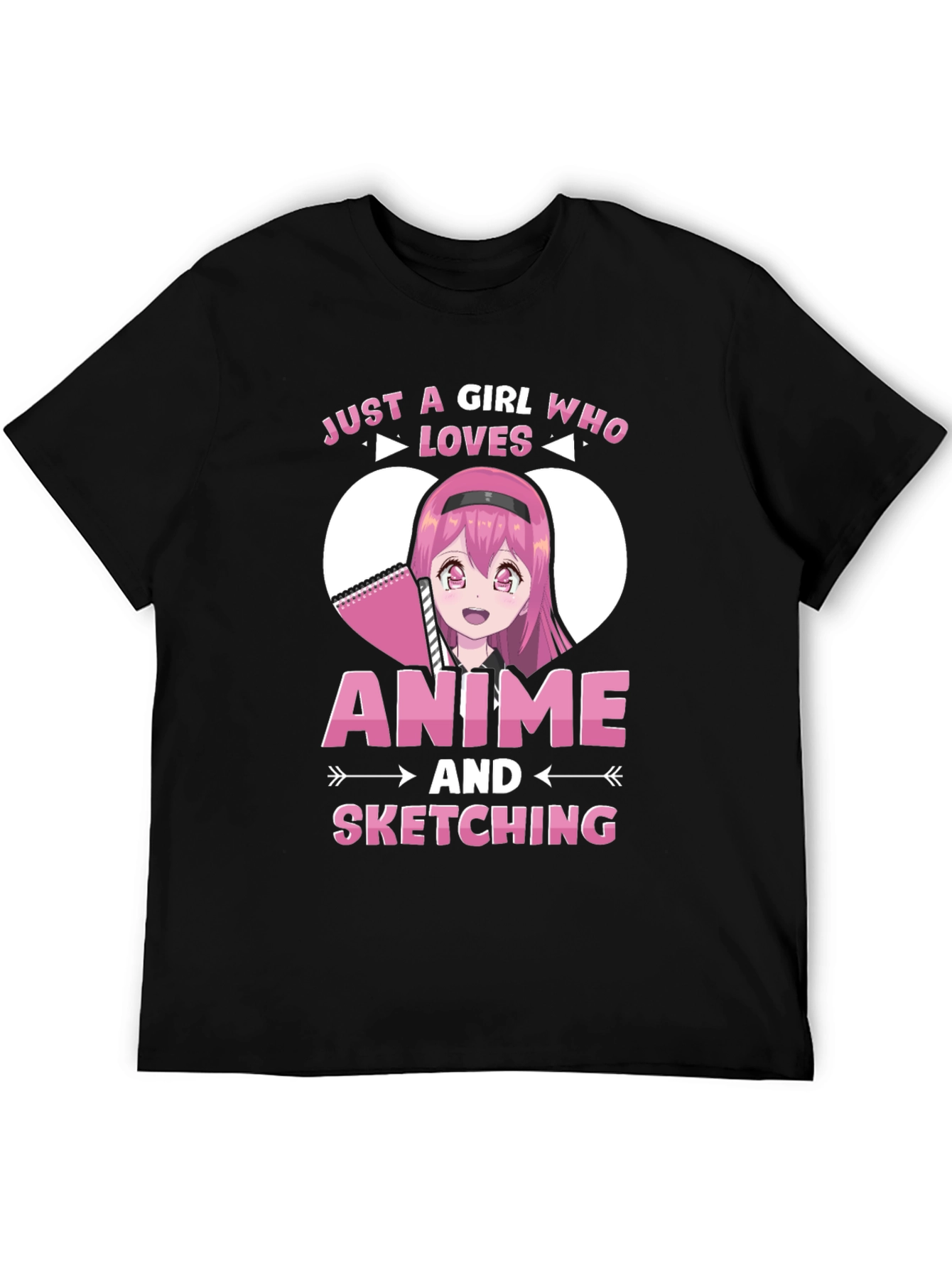 Camiseta Negra Anime y Dibujo para Chicas