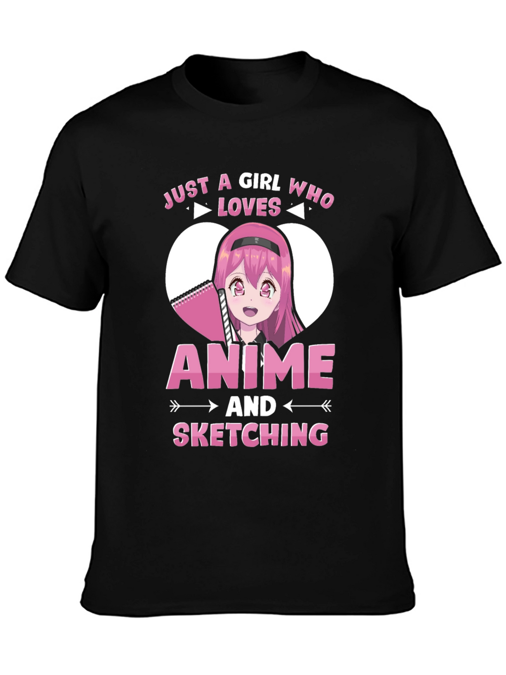 Camiseta Negra Anime y Dibujo para Chicas