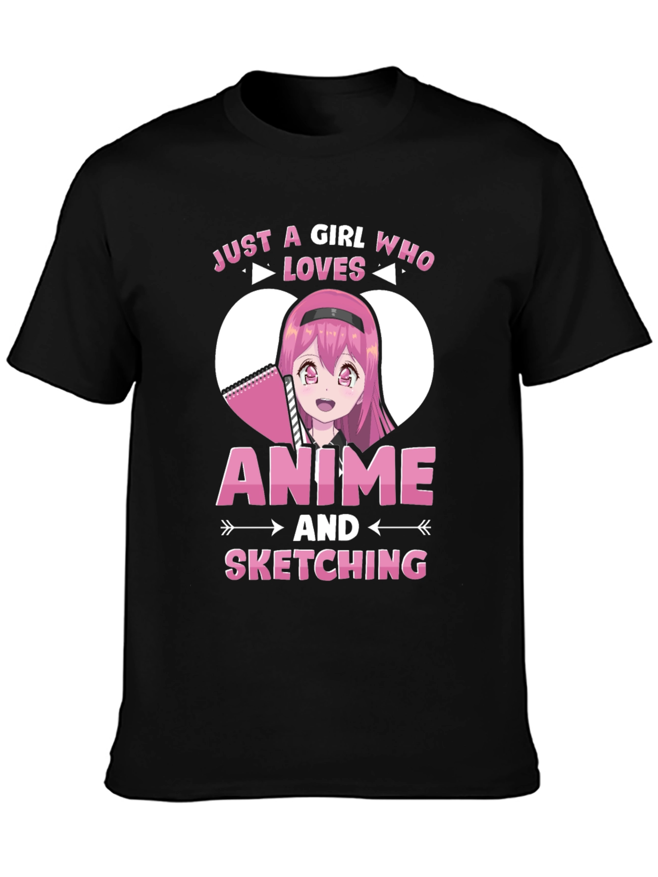 Camiseta Negra Anime y Dibujo para Chicas