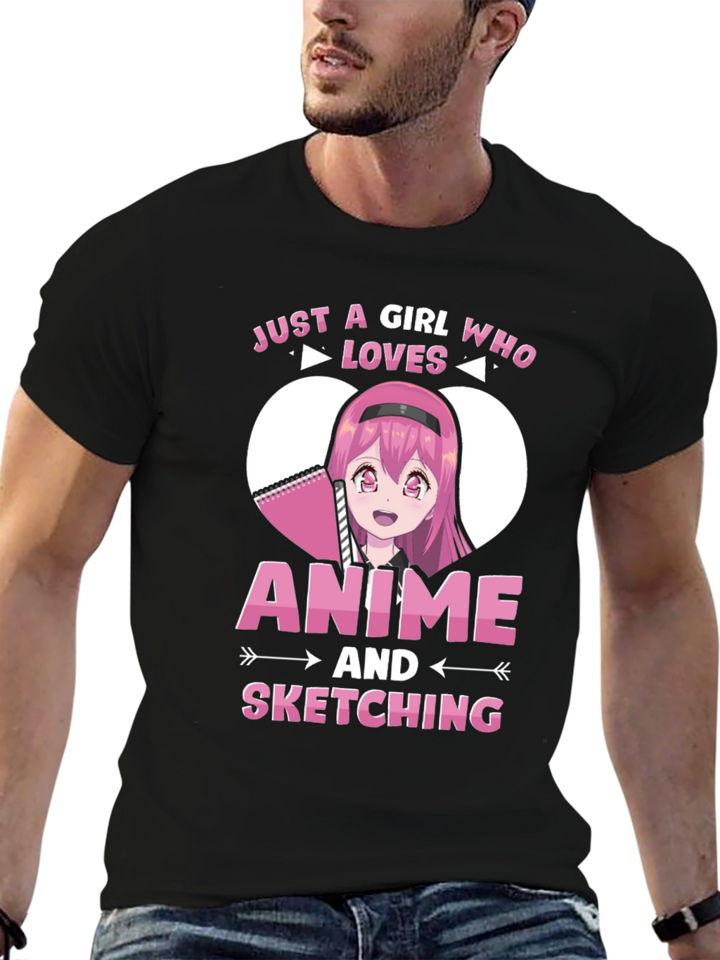 Camiseta Negra Anime y Dibujo para Chicas
