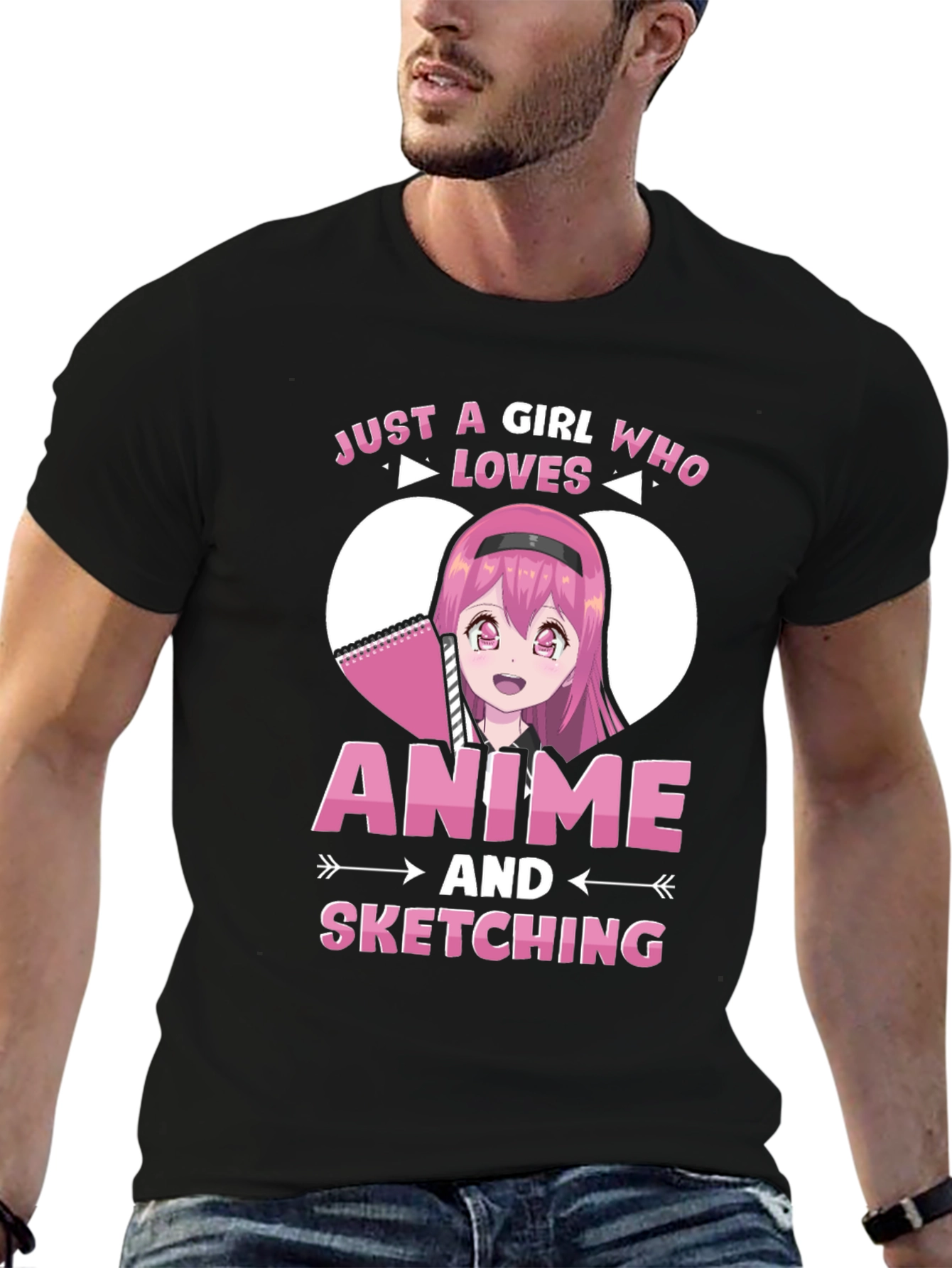 Camiseta Negra Anime y Dibujo para Chicas