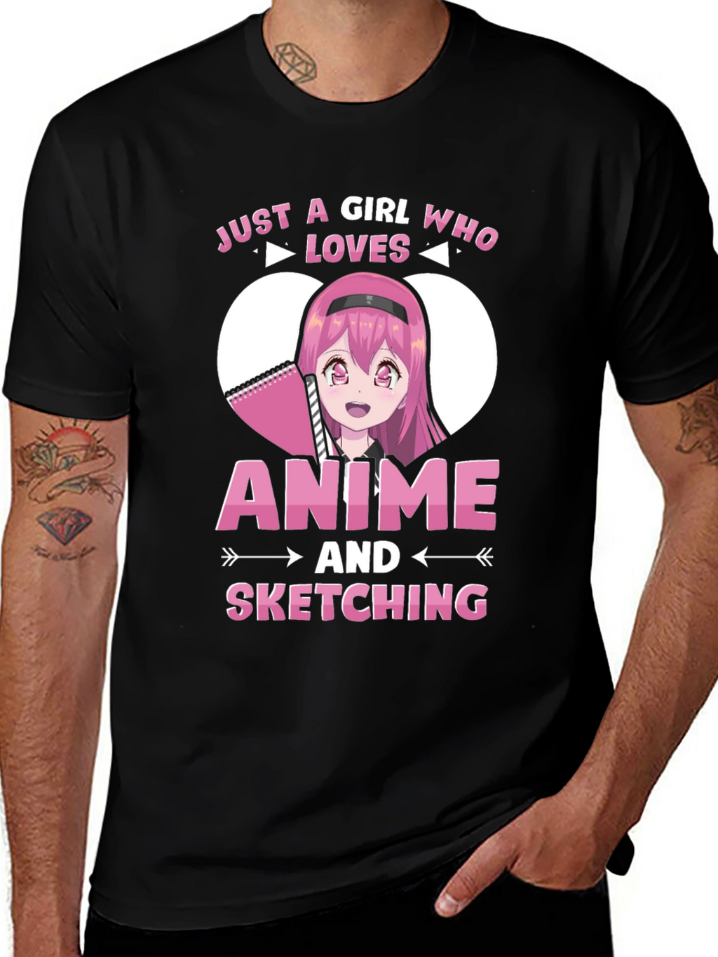 Camiseta Negra Anime y Dibujo para Chicas