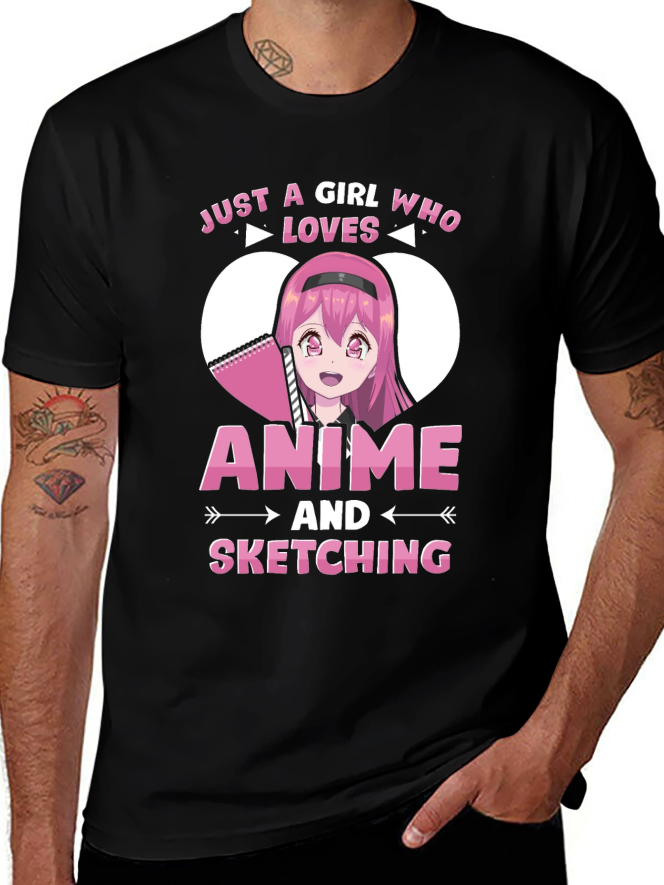 Camiseta Negra Anime y Dibujo para Chicas