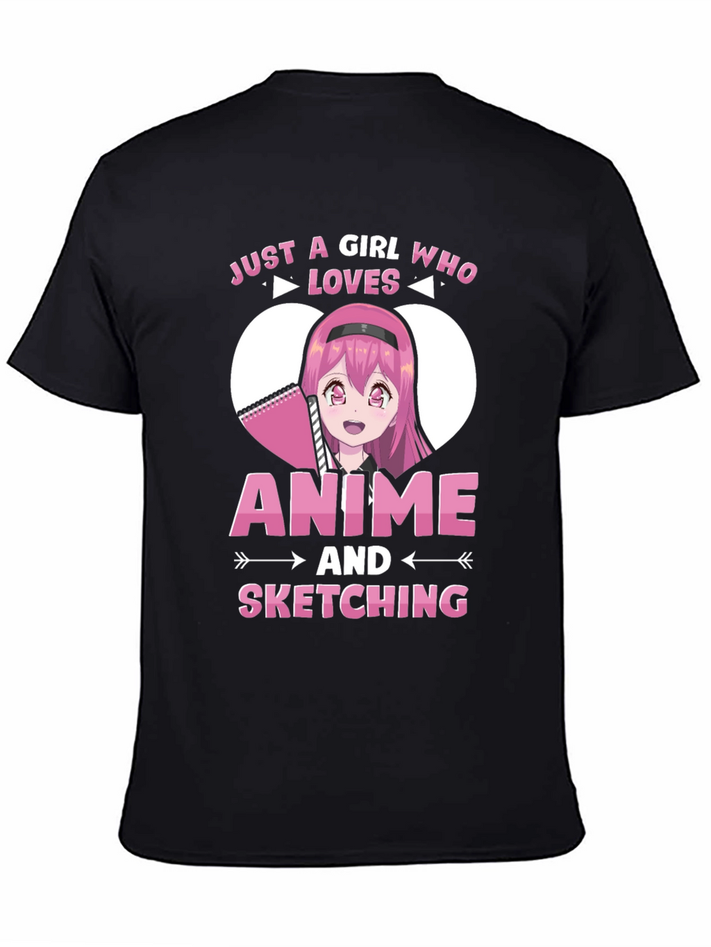 Camiseta Negra Anime y Dibujo para Chicas