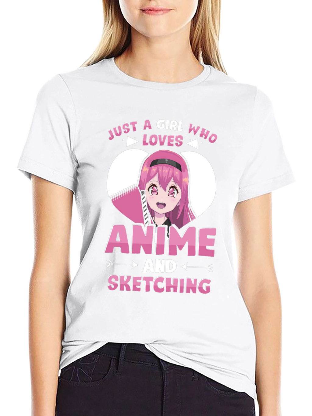 Camiseta Negra Anime y Dibujo para Chicas