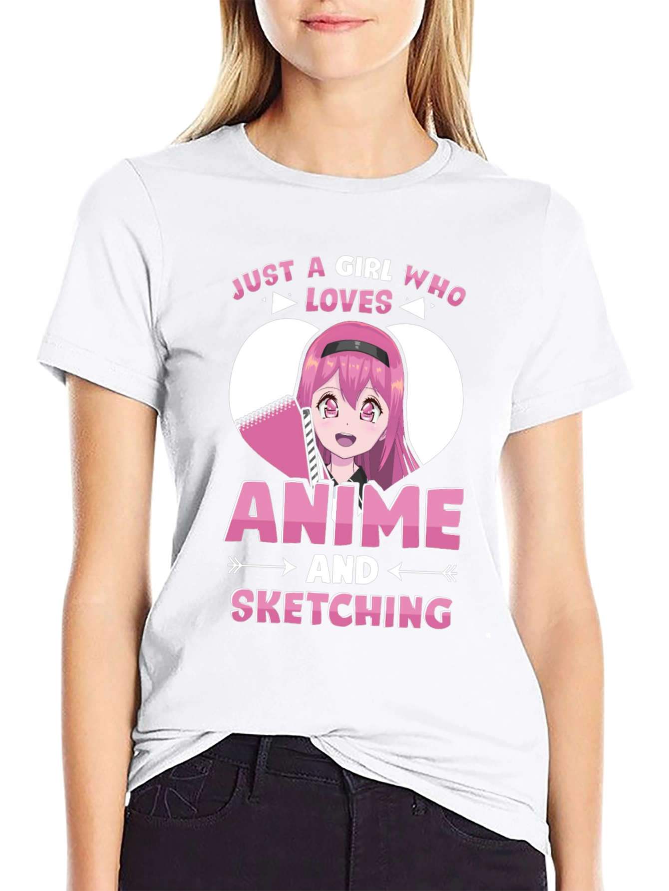 Camiseta Negra Anime y Dibujo para Chicas