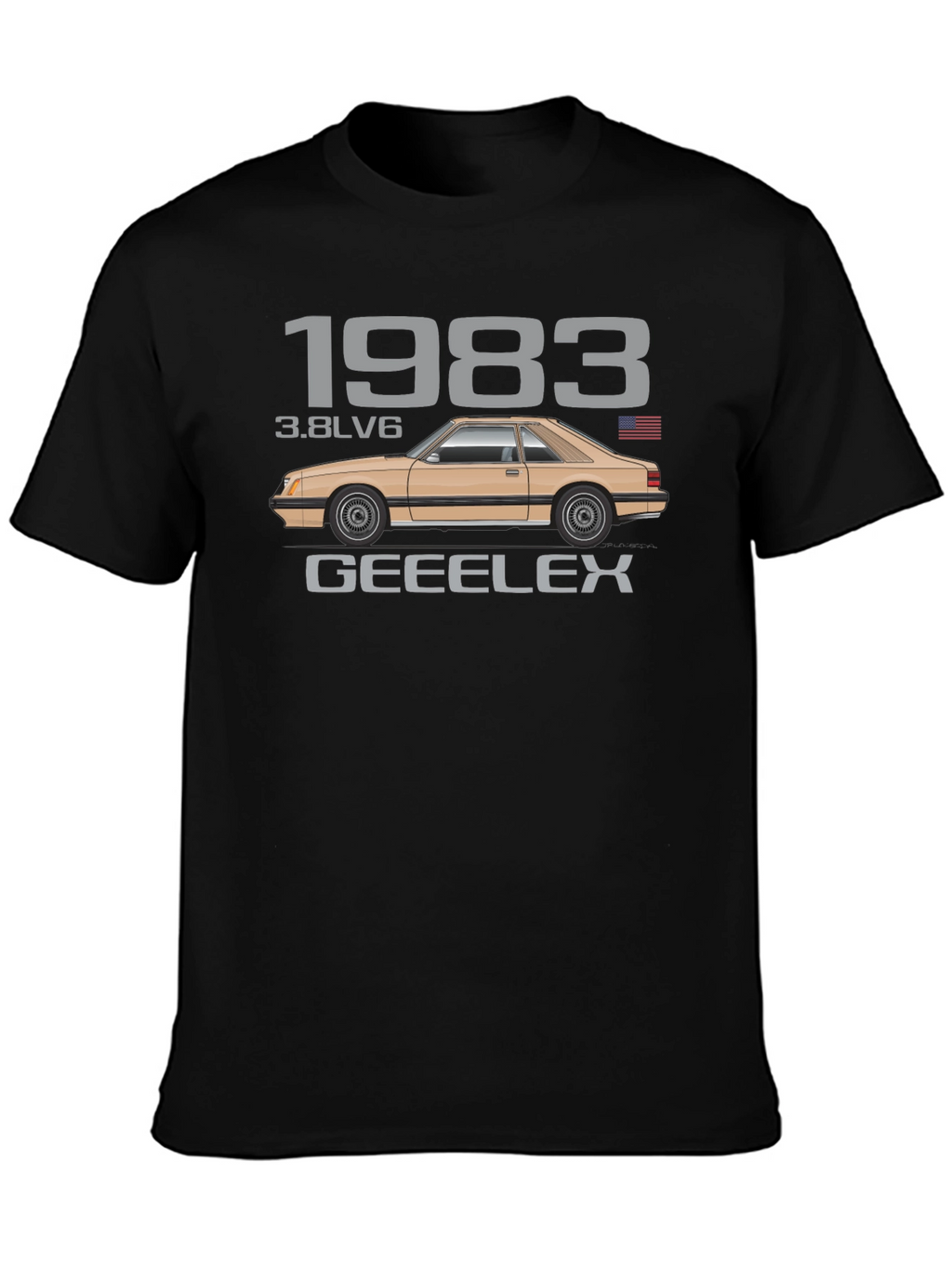 Camiseta Negra Clásica Coche 1983