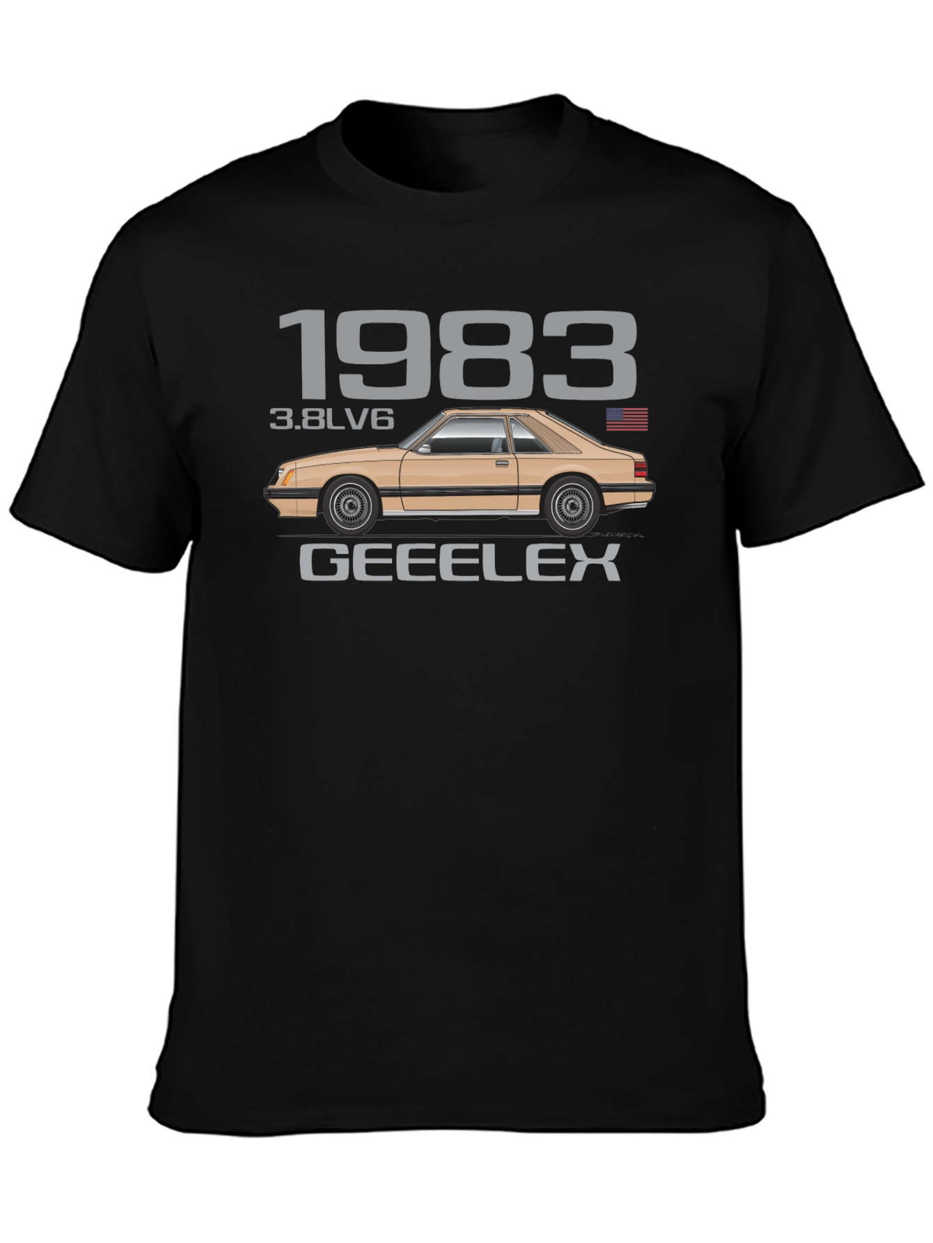 Camiseta Negra Clásica Coche 1983
