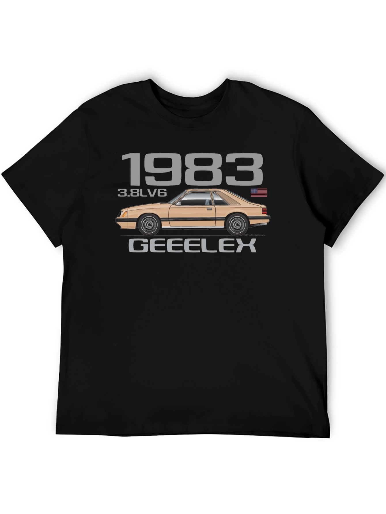 Camiseta Negra Clásica Coche 1983