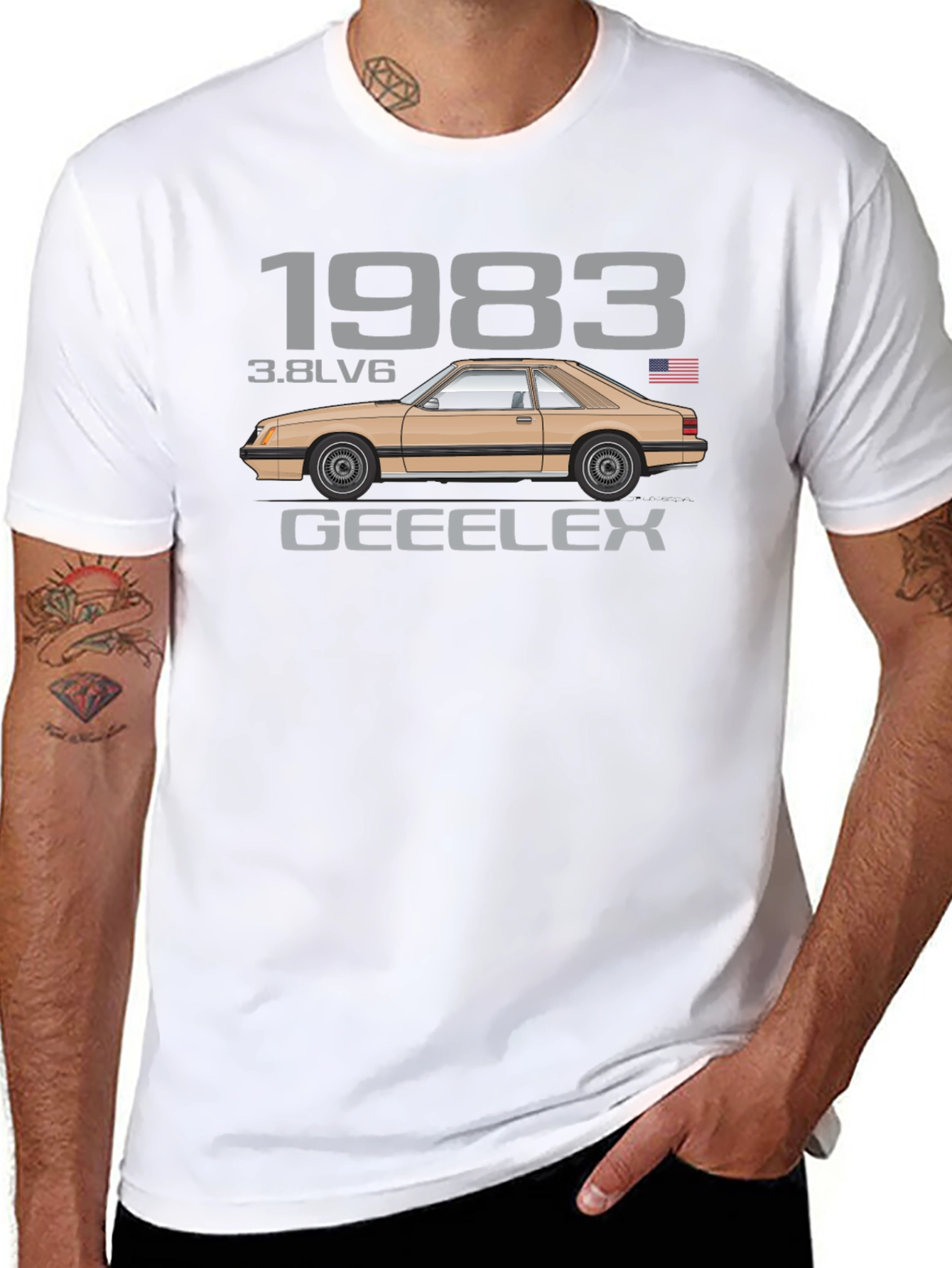 Camiseta Negra Clásica Coche 1983