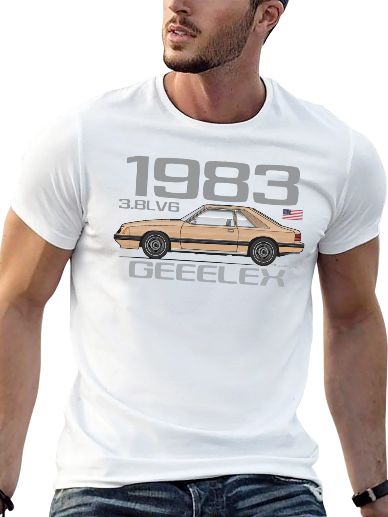 Camiseta Negra Clásica Coche 1983