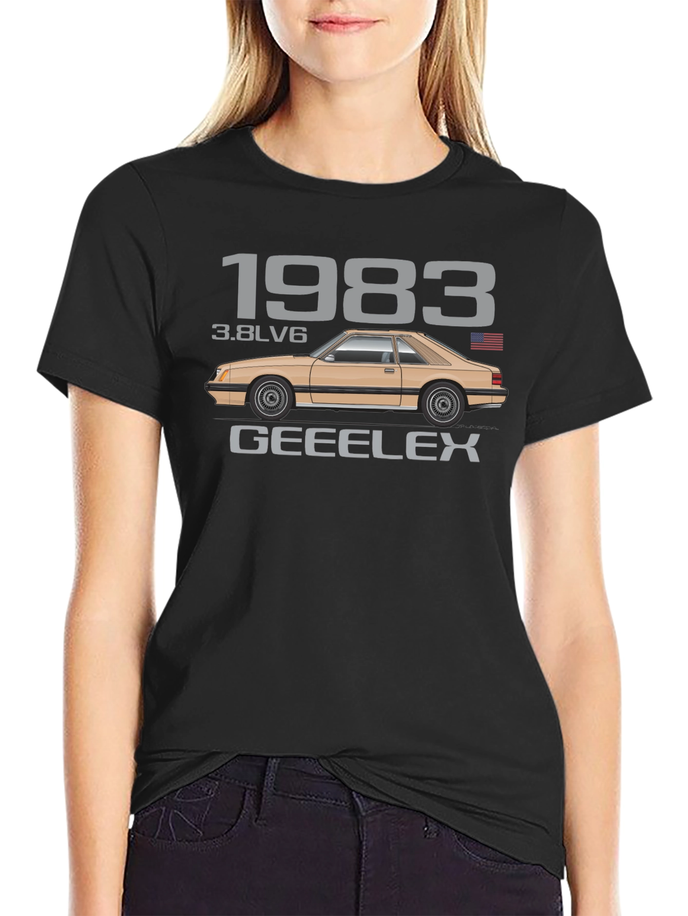 Camiseta Negra Clásica Coche 1983