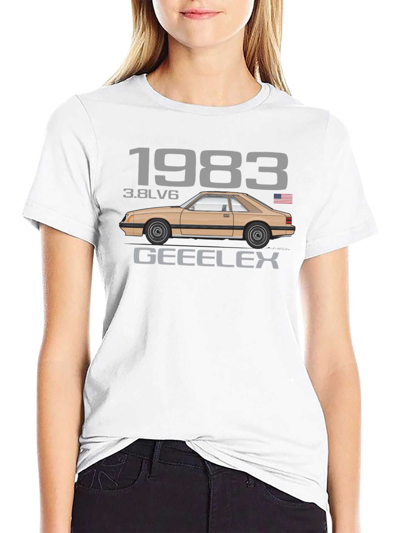 Camiseta Negra Clásica Coche 1983