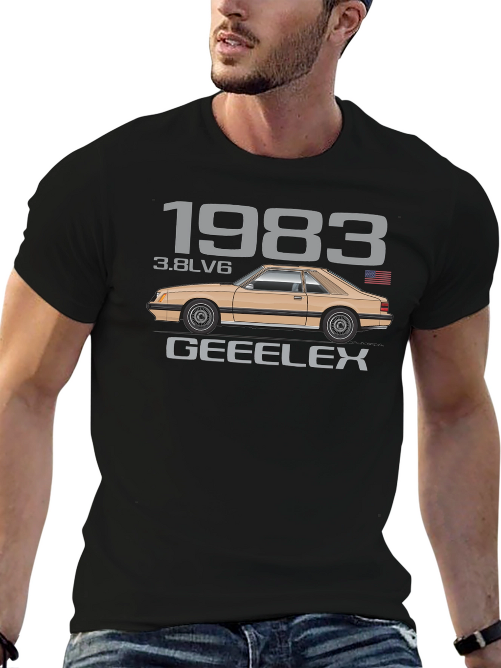 Camiseta Negra Clásica Coche 1983