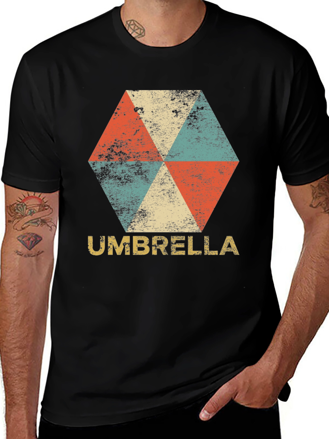 Camiseta Hombre Diseño Umbrella Vintage