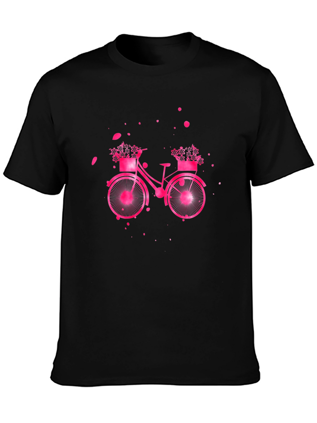 Camiseta Negra con Bicicleta Floral Rosa