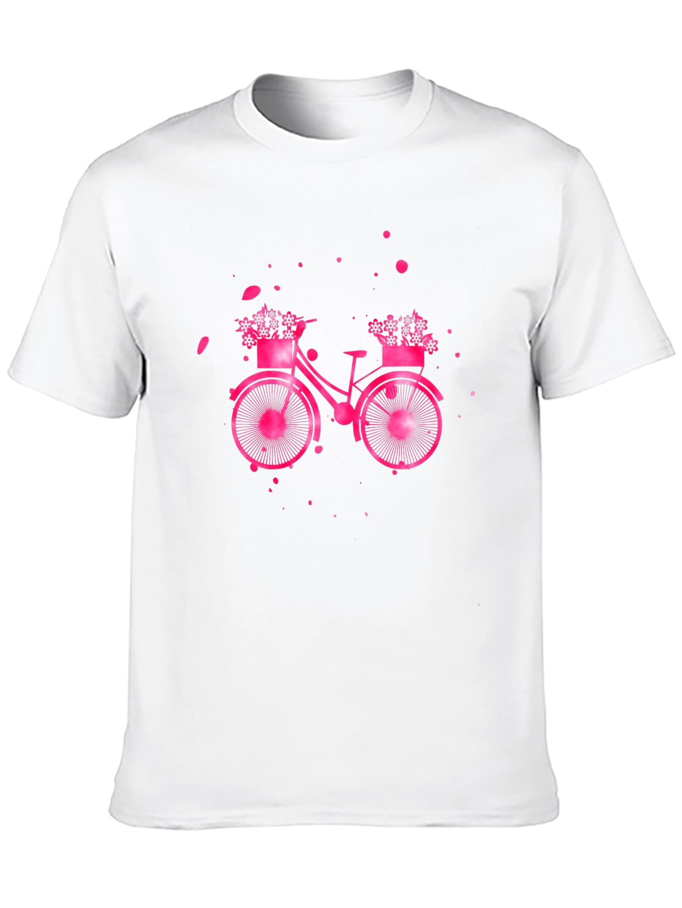 Camiseta Negra con Bicicleta Floral Rosa