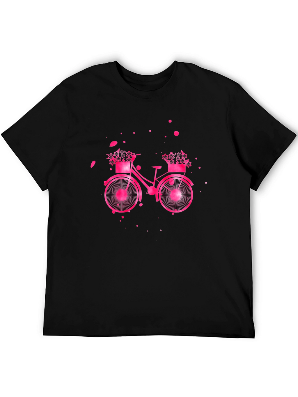 Camiseta Negra con Bicicleta Floral Rosa