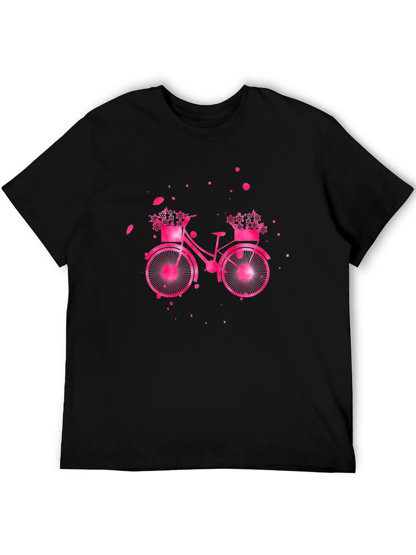 Camiseta Negra con Bicicleta Floral Rosa